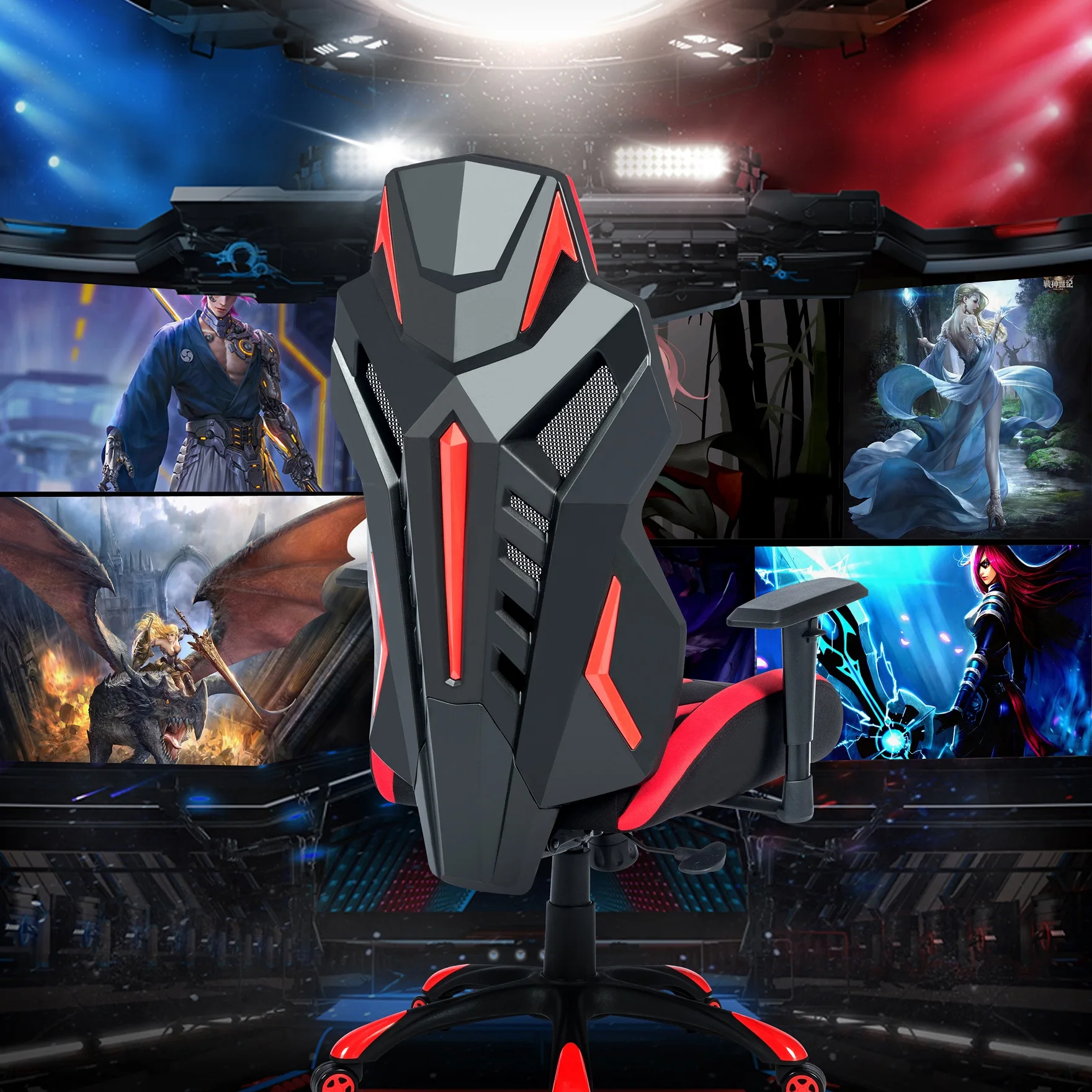 Factory Supply China Cheap Adjustable armrest Synthetic Leather Gaming Chair