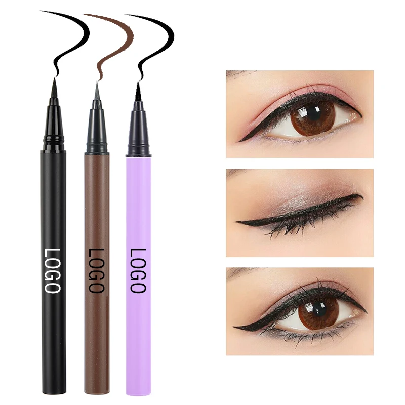 Custom Logo Vegan Private Label purple eye liner tube Waterproof long lasting Matte Black Liquid Eyeliner