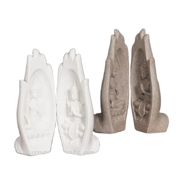 Custom wholesale Resin sandstone sculpture fengshui products buddha hand sculpture