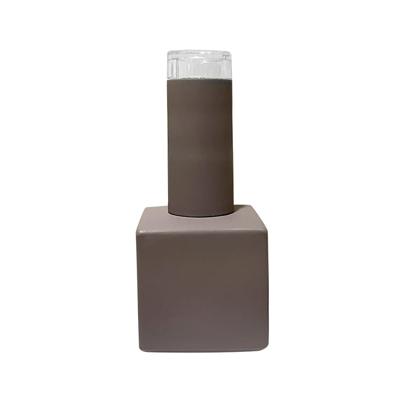 15ml empty matte  soft touch coating uv gel polish bottle square with matte soft touch  cap and round  brush
