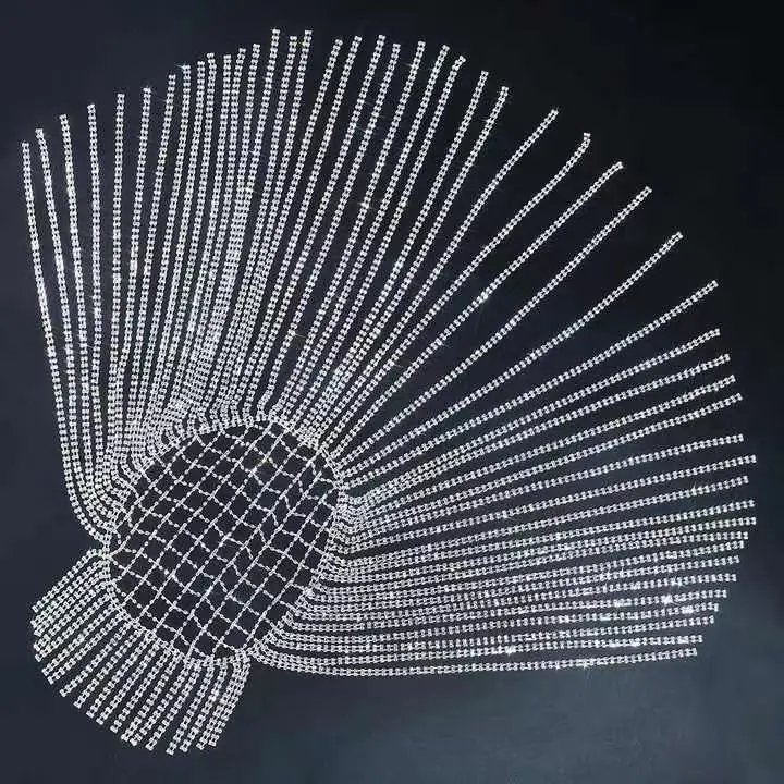 Luxury Rhinestone Long Tassel Headpiece Carnival Crystal Shiny Women Hollow Mesh Head Chain Hair Jewelry