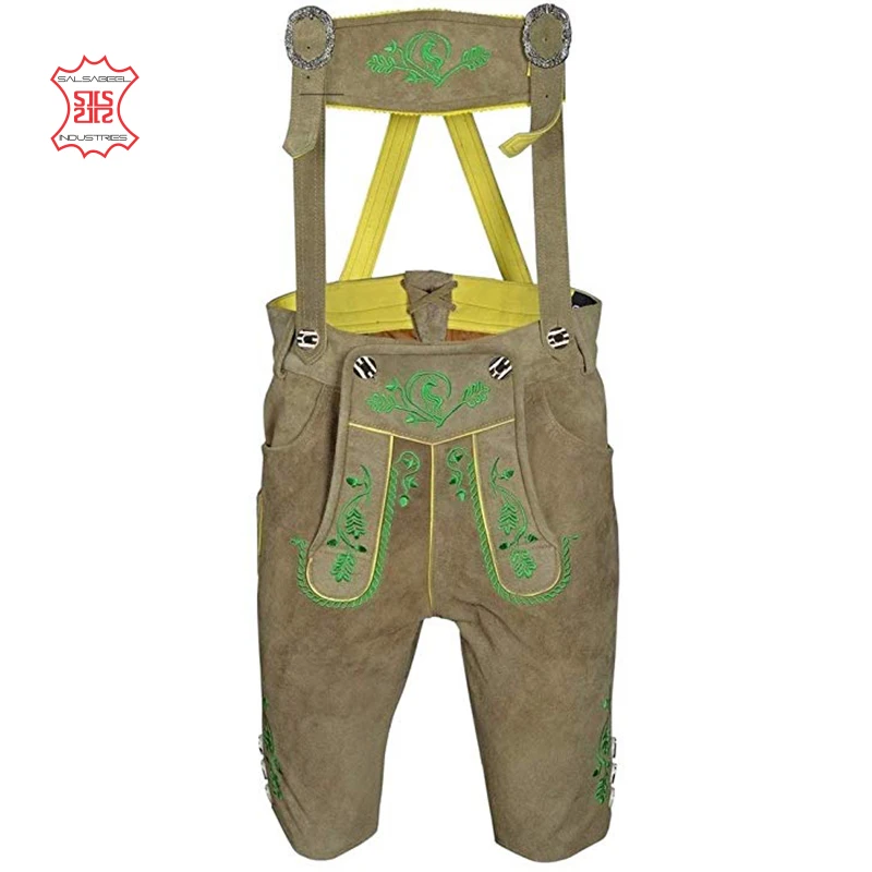 
New 2020 Style Bavarian Traditional Octoberfest Shorts Brown Colors in Trachten Lederhosen 