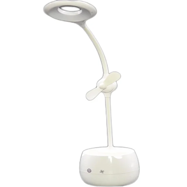 Modern Rechargeable Mini LED Desk Lamp White round Table Lamp with Touch Control Bell Style Phone Pen Holder ROHS Certified