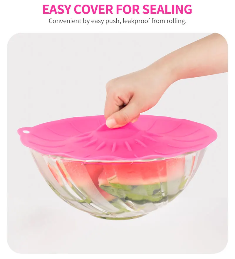 Silicone Lids Microwave Splatter Cover fits Cups Bowls Plates Reusable Heat Resistant Food Suction Lids