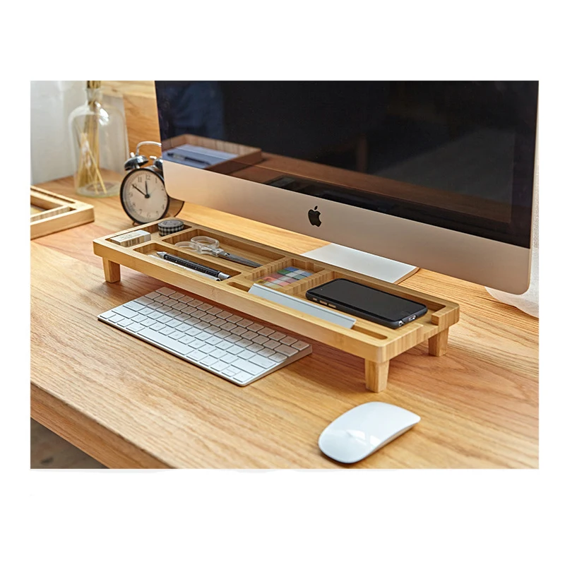 Wholesale natural custom design bamboo office storage desk organizer tray