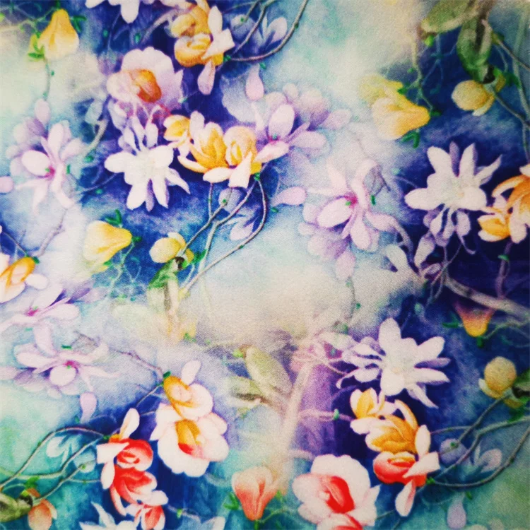Factory wholesale 96% polyester 4% spandex flower design soft touch girl dress clothing fabric