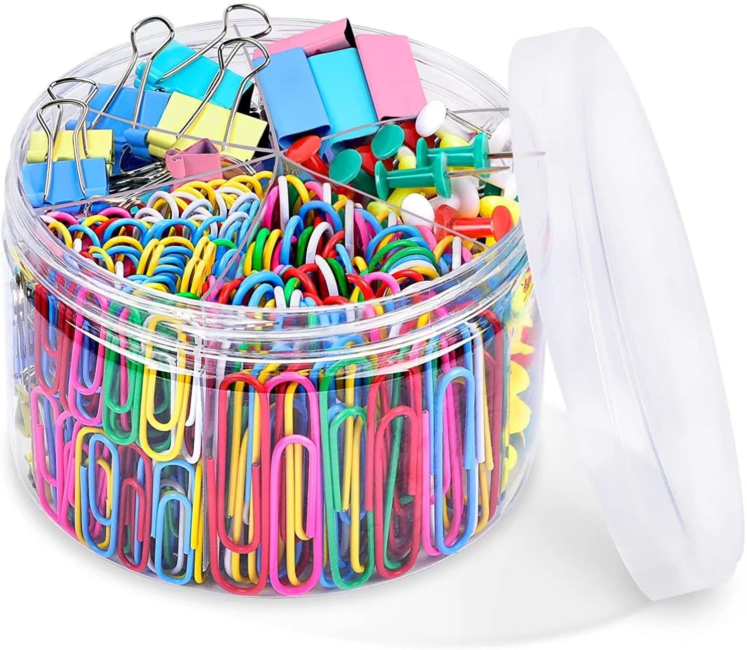 240pcs Colorful Mixed Paper Clips Rubber Band With Binder Clips Stationery Set