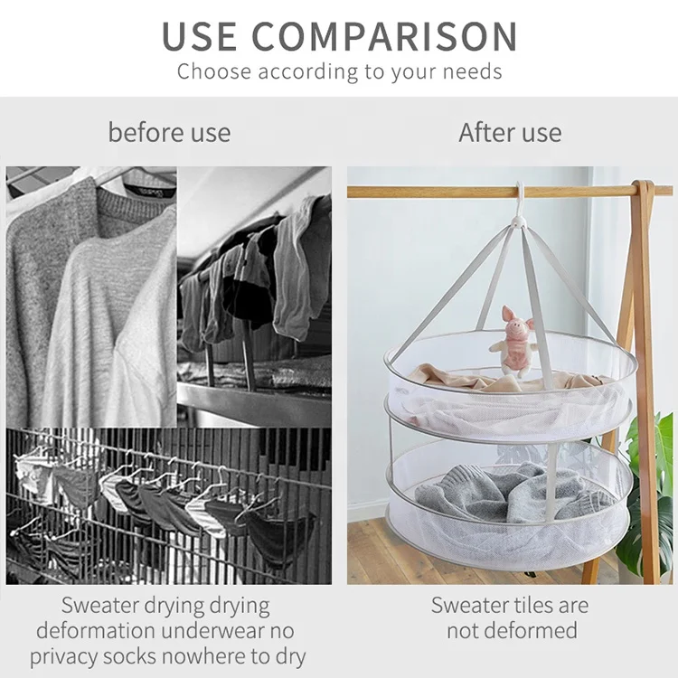 
Foldable laundry baskets Hanging windproof Drying clothes Mesh Laundry Basket dryer Rack 2 layers clothing bags baskets 