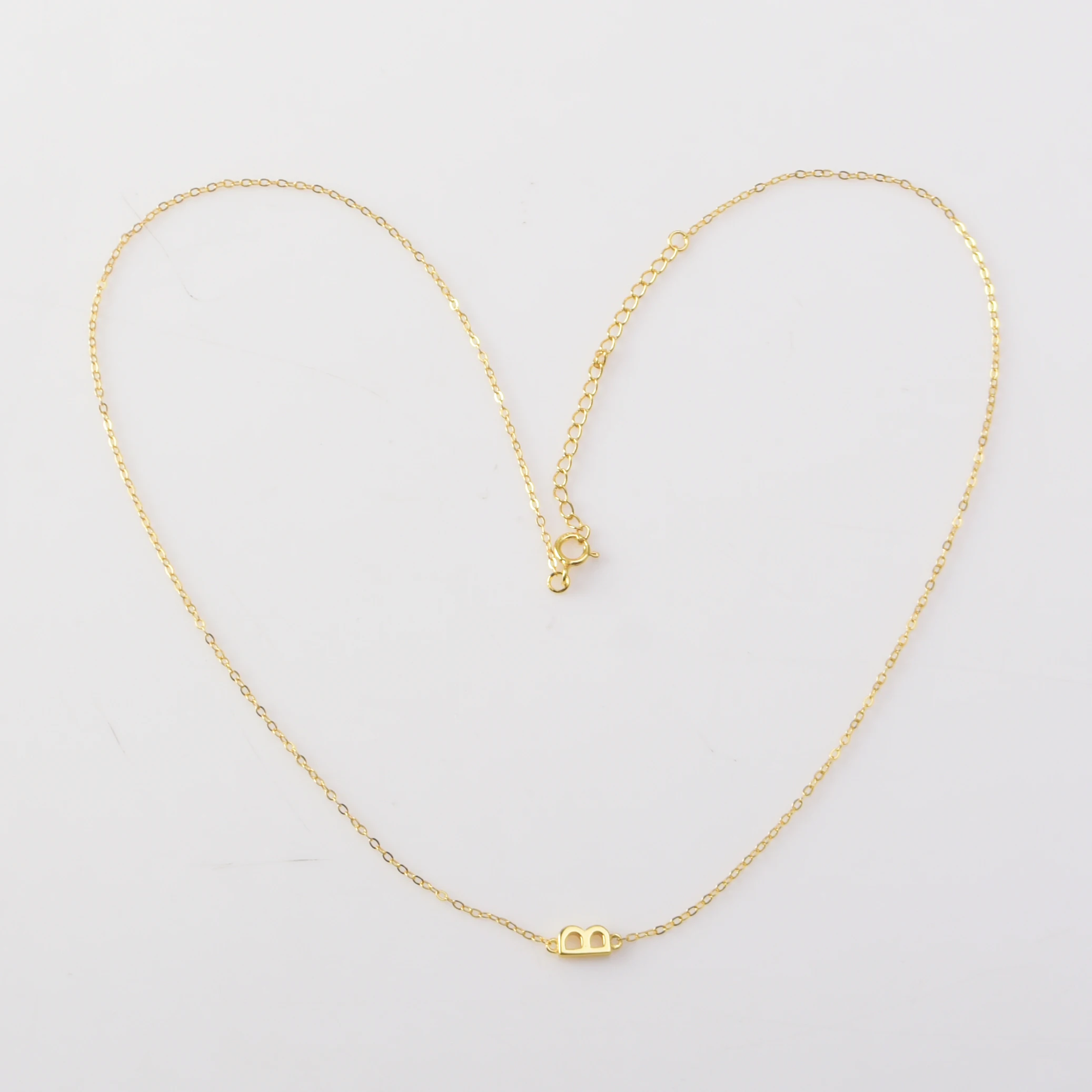 Personalized 925 Mini Charm Sideways Gold Plated Custom Alphabet Silver Initial Letter Necklace