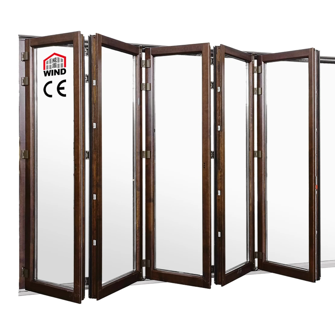 External Soundproof Folding Iron Metal Aluminum Patio Glass Window Bifold Sliding Door Accordion Wood Door Exterior Bifold Doors