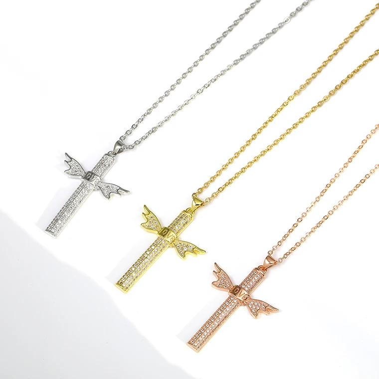 Large Wing Cross Necklace Women Men Kids Jewelry Fine Handmade  Hypoallergenic Nickel Free Necklaces