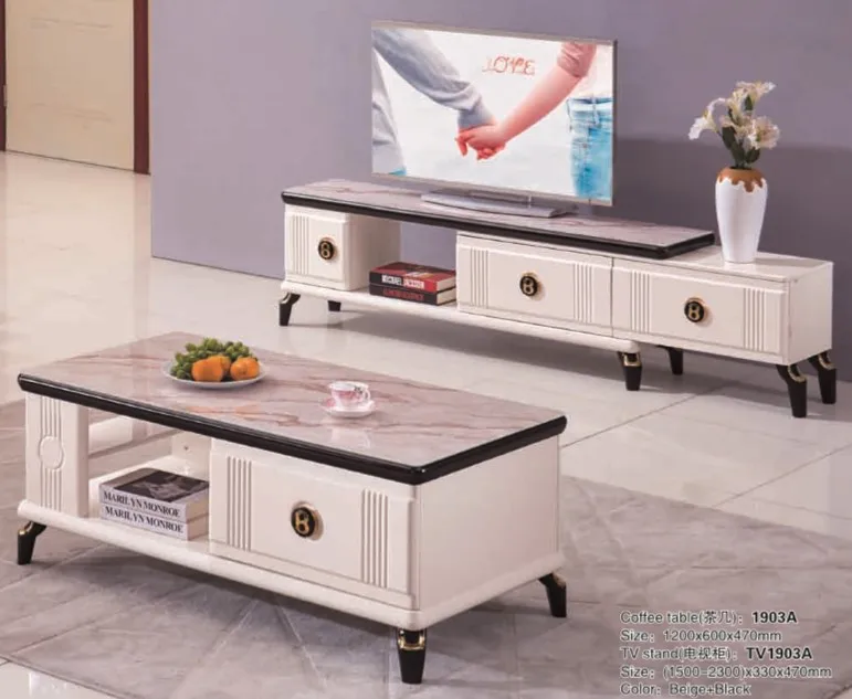 Modern luxury granite living room furniture coffee table sets elegant
