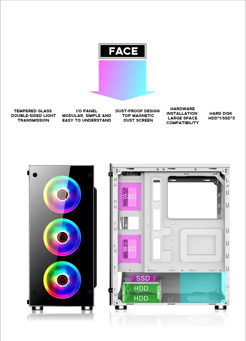 YYC in stock best sale High Quality Gaming PC Desktop Computer Gaming Case ATX Computer Case Towers CPU Cabinet pc case