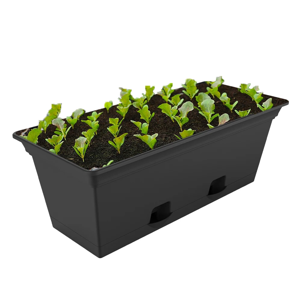 Factory Outlet Customization Large Rectangular Outdoor Black White Fiberglass Hotel Garden Planter Flower Trough Pot Box