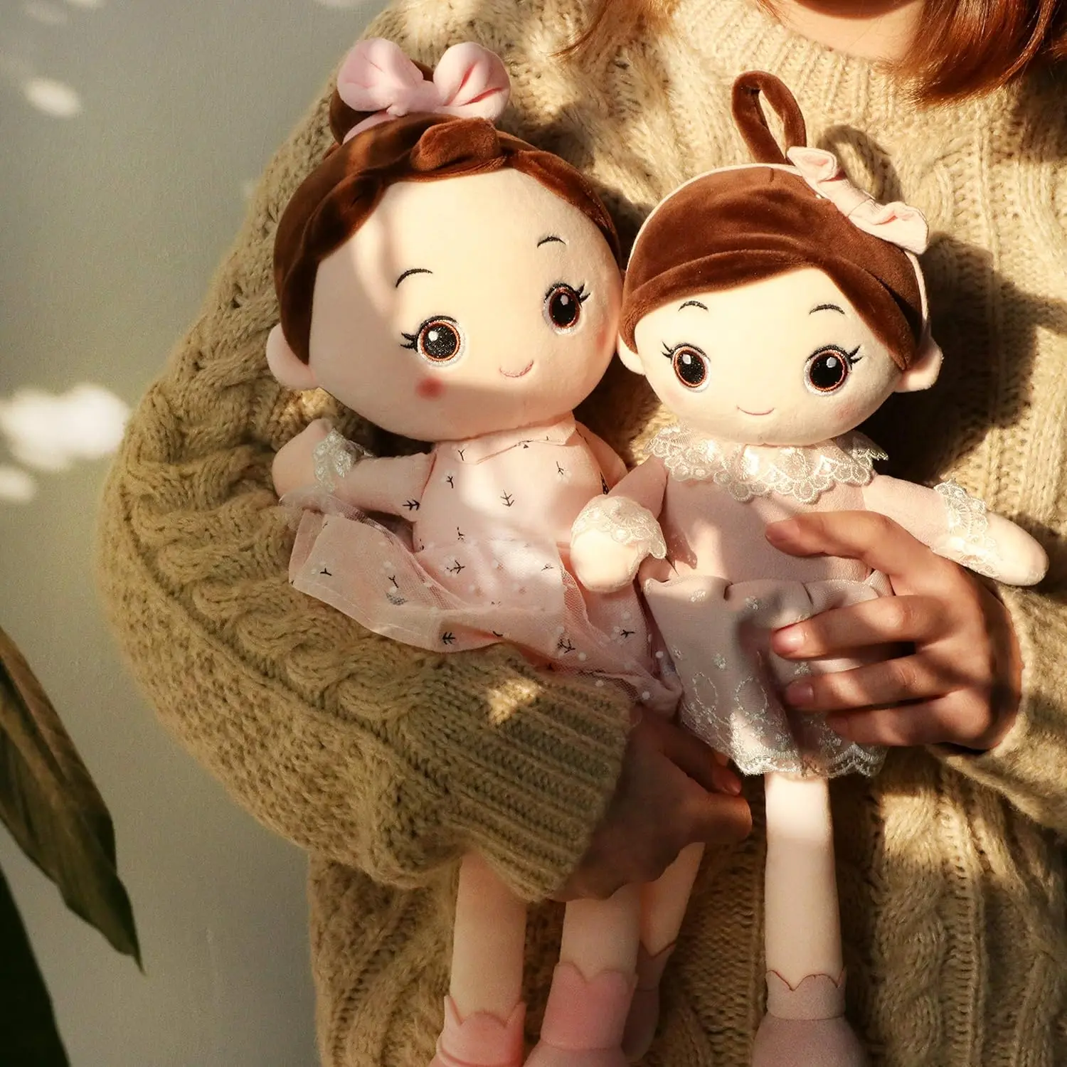 Stuffed Doll for Girl Soft Plush Snuggle Play Toy Sleeping & Cuddle Buddy in Dress Birthday Festival Baby Doll