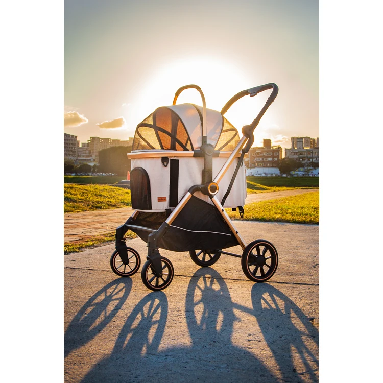 Trade Assurance Premium Product Foldable Pet Stroller Dog Large Space Folding Pet Stroller