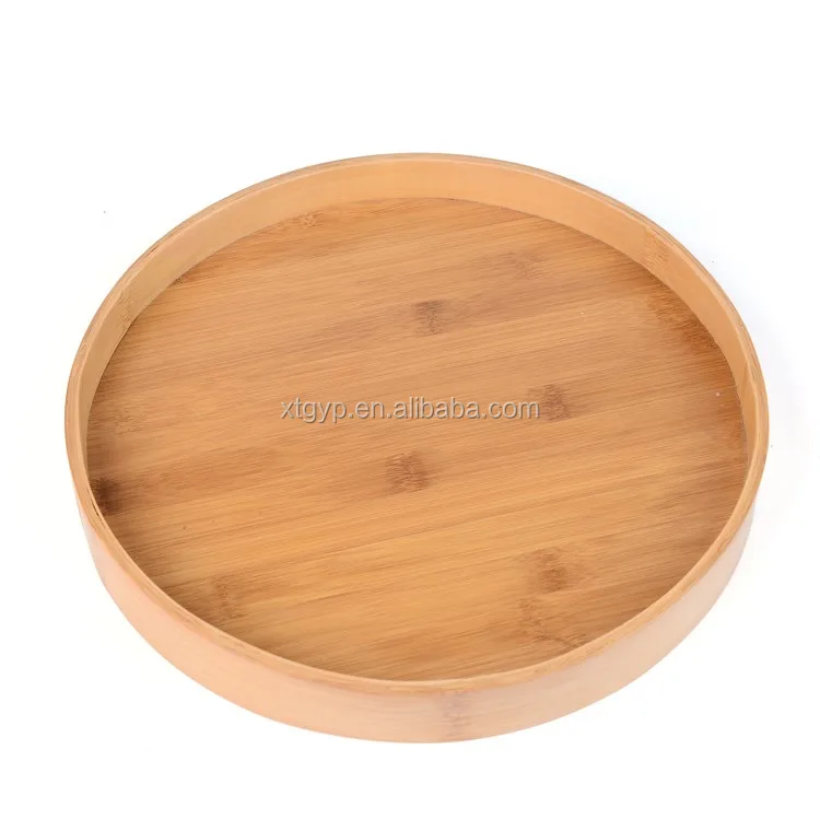 Wholesale Wooden Tableware Hotel Restaurant Tray Decoration Round Tray Walnut Real Wood Serving Tray With Handles