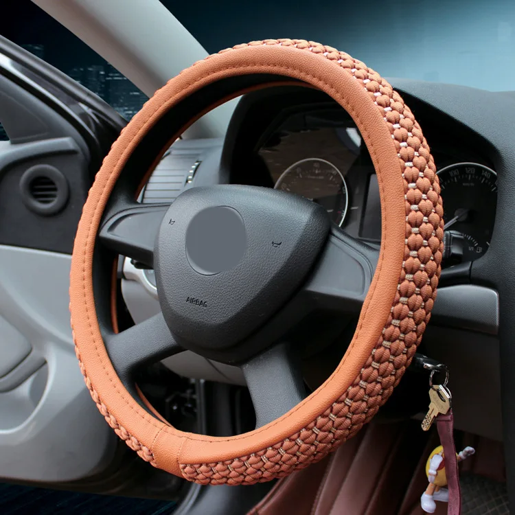 New 38CM Car Steering Wheel Cover Black Sleeve Car Accessories Steering Wheel Cover