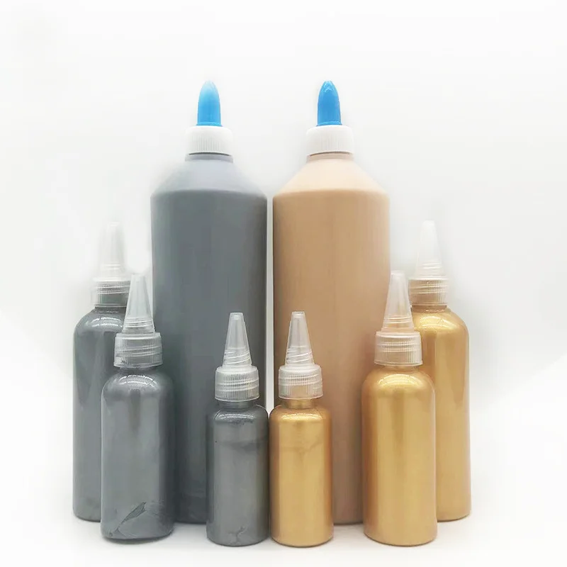 Gold And Silver 500ml Large Volume Premixed High Flow Painting Bulk Metallic Acrylic Pour Paint Supplies  Metallic Acrylic paint
