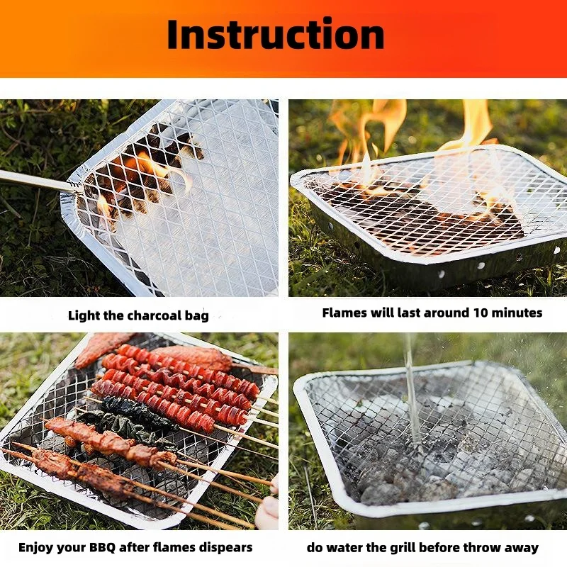 48x31cm One Time Use Outdoor Garden Camping Ready BBQ Instant Grill Disposable Grill
