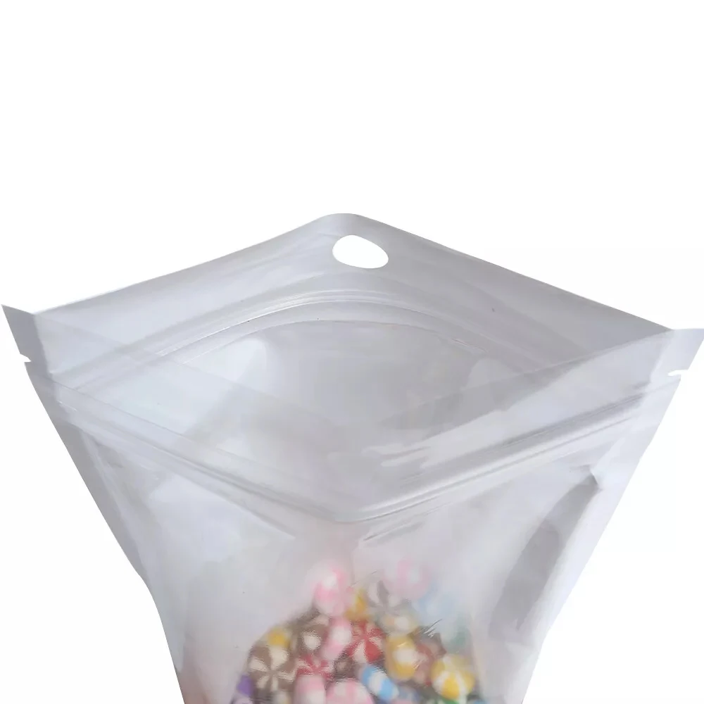 Customizable Design 4x7inch Clear/White Flat Ziplock Poly Bags with Hang Hole Suitable for Food and Electronic Components