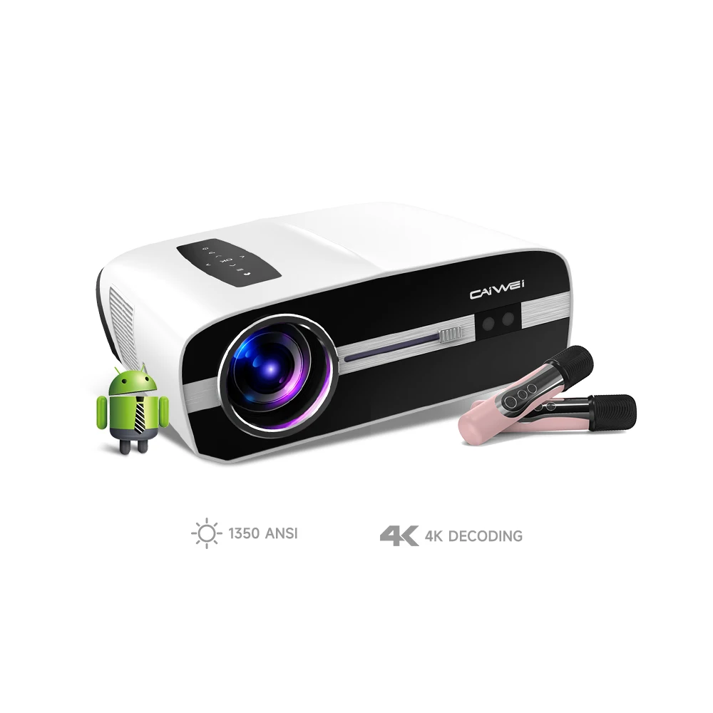 New 4k 1080p digital smart projector for cinema/PC/video game/advertising/KTV/meeting multimedia projector with microphone