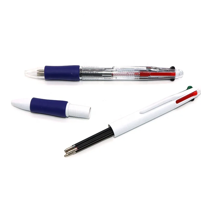 Офисный поставщики Прекрасный многоцветный дешевая пластиковая ручка 4 вида цветов шариковая ручка с изготовленным на заказ с логотипом