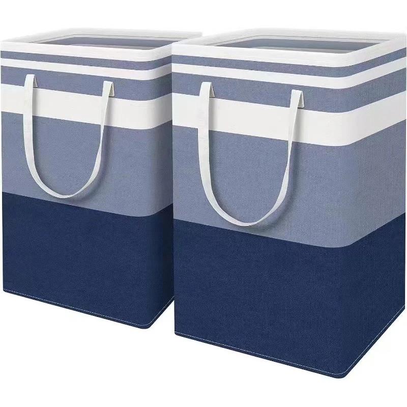 Custom Large Capacity Collapsible Laundry Basket Waterproof Foldable Tall Clothes Laundry Hamper with Extended Handles for Toys