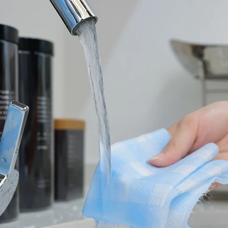 2023 hot sale Disposable Foodservice wipes reusable spunlace wave rayon fiber blue cleaning cloths