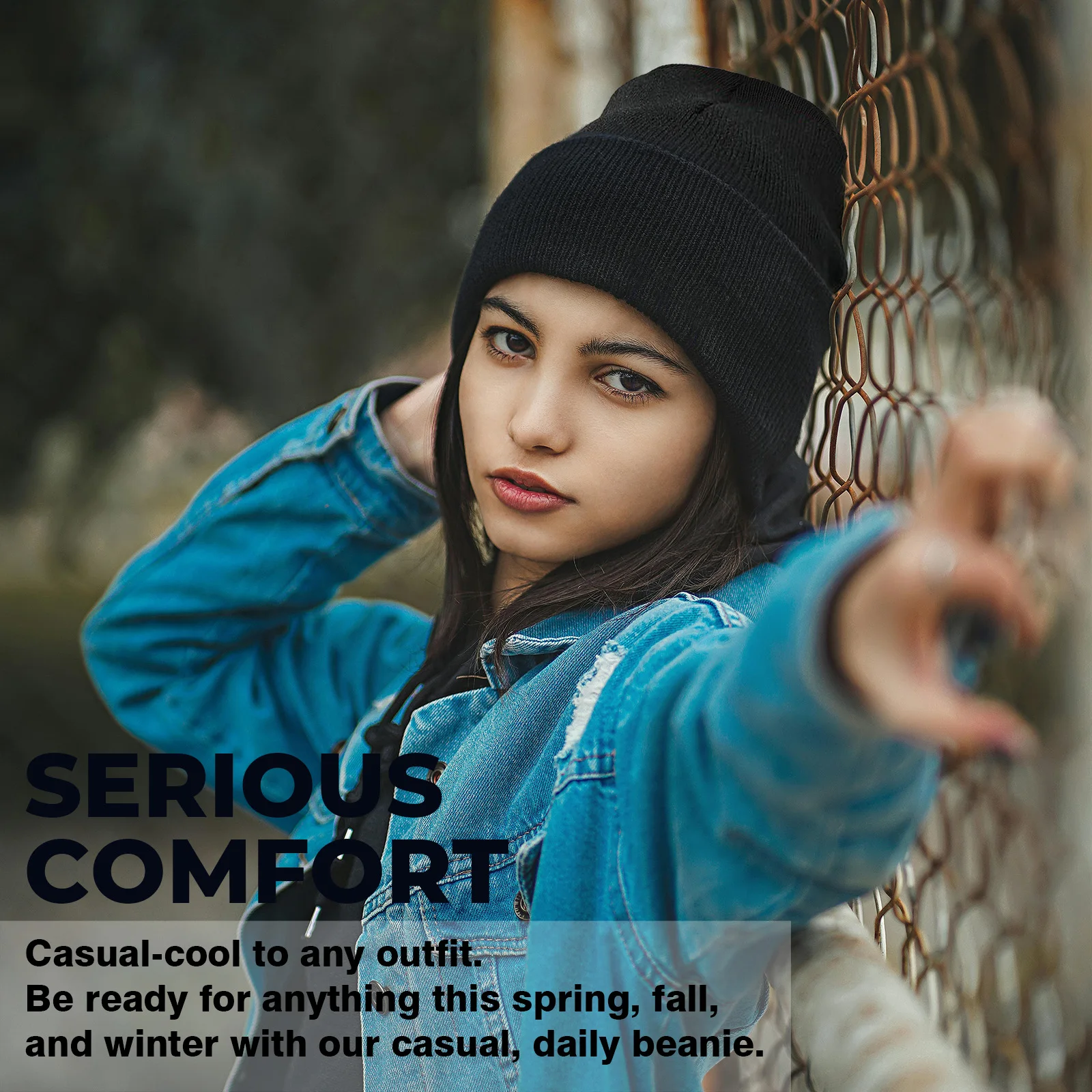 Custom 1pcs Skin Friendly 100% Cotton Rib Knit Cuffed Roll up Edge Beanie Hats for Men and Women