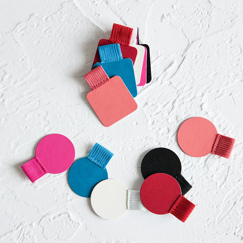 Wholesale custom square round elastic pencil holder pu leather pen clip self adhesive elastische pen loop for notebooks journals