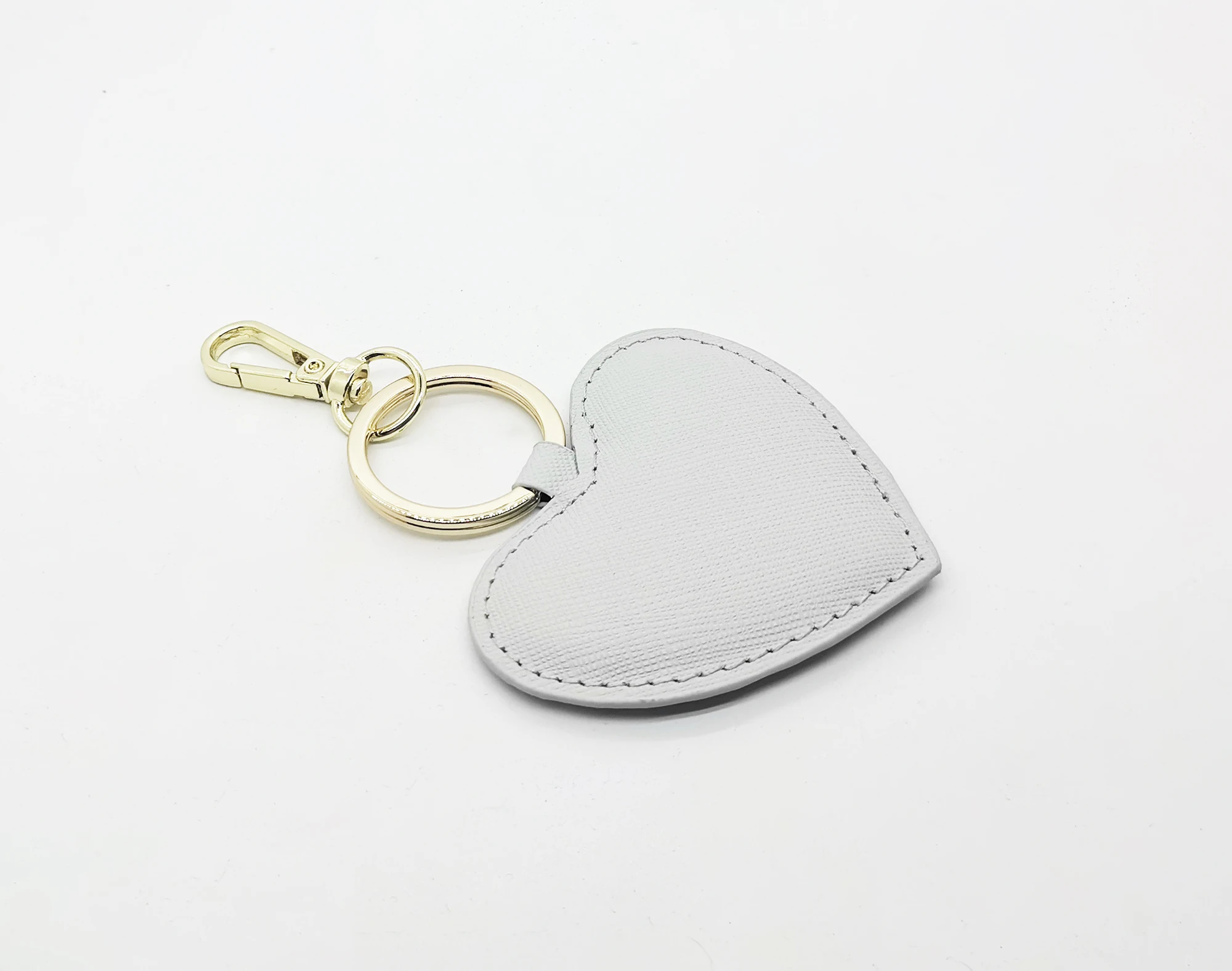 PU Vegan Saffiano Hearts Key Chain Custom Logo Promotional Gifts Faux Leather Keychain with heavy metal hardware