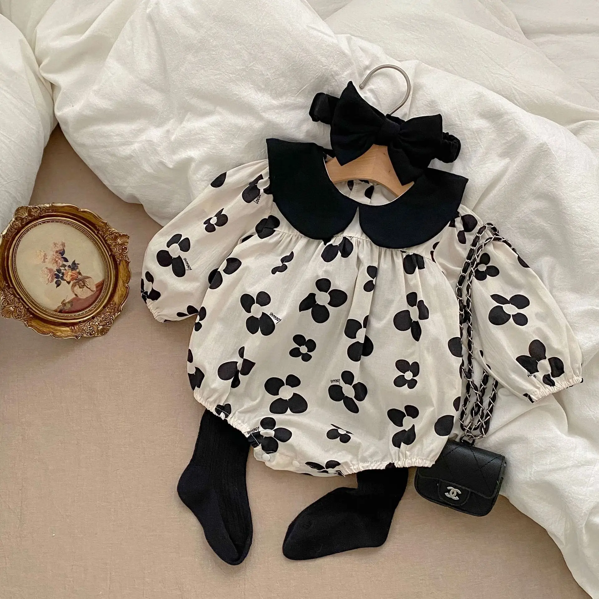 Newborn Baby Clothes Floral Cotton Romper Clothes Long Sleeve Sunsuits