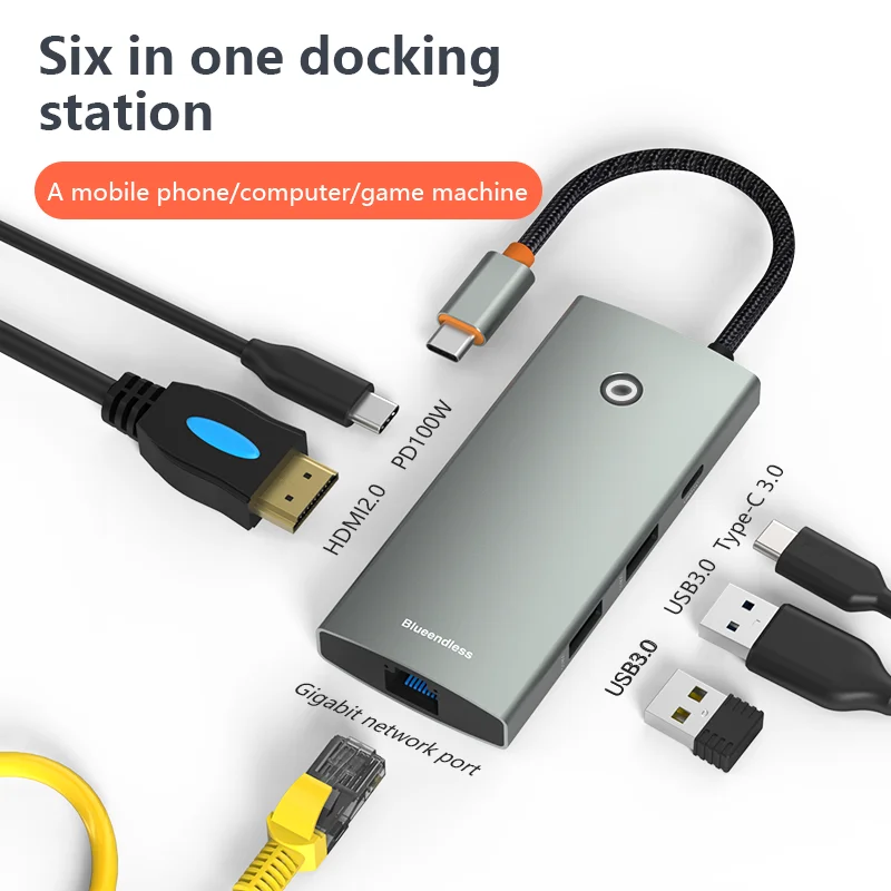 Factory Acasi Av Multiport Adapter Converter In 1 Usb C Hub 6 In1 Docking Station