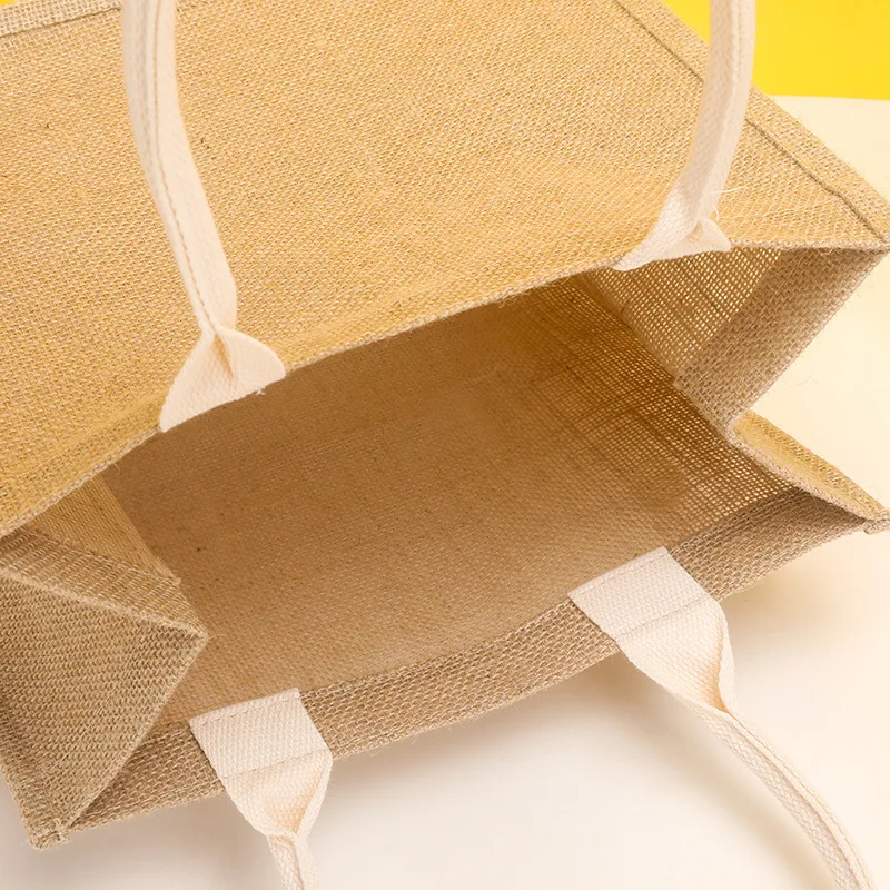 Natural Burlap Handbag Shoulder Travel Beach Reusable Grocery Shopping Bags Jute Bag Tote