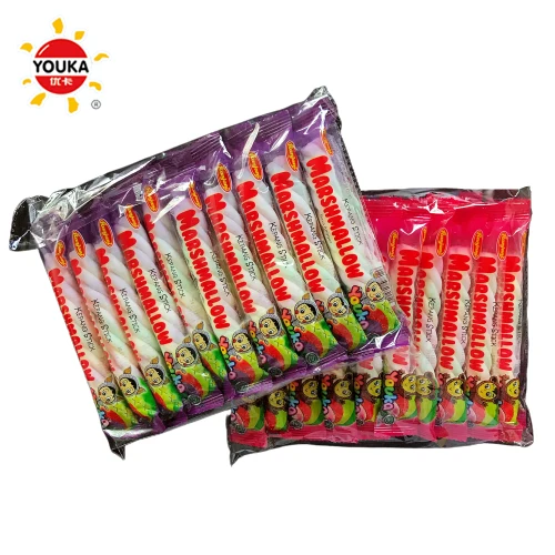 
Halal Twisted Marshmallow Stick Rainbow Soft Marshmallow Candy 
