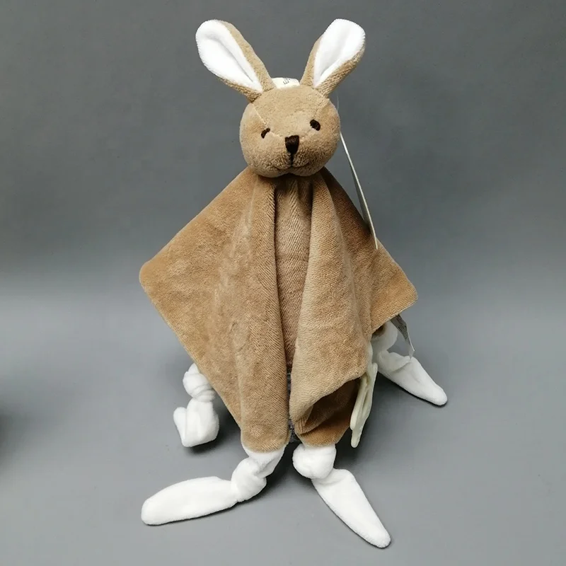 multifunction baby doudou stuffed bunny head custom Infant 100%cotton velours baby comfort teathing&rattle  gift