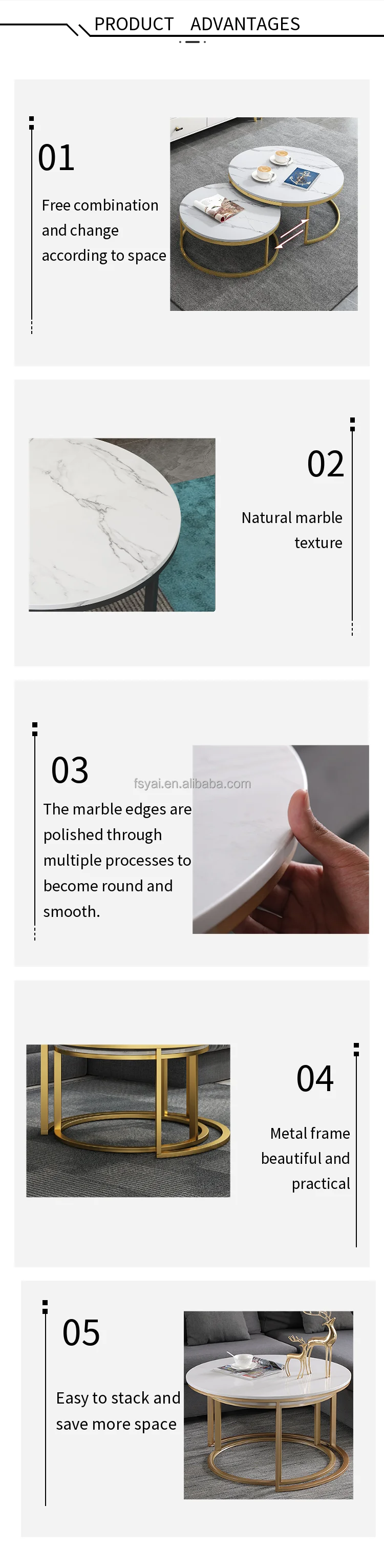 hot sale high quality new design white stainless luxury side coffee table white marble top coffee table