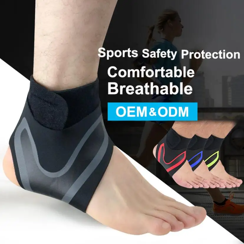 Customized Logo Sports Safety Adjustable Running Ankle Protector Support Compression Neoprene Ankle Brace
