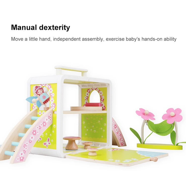 UDEAS Wooden children fairy house role play toy set