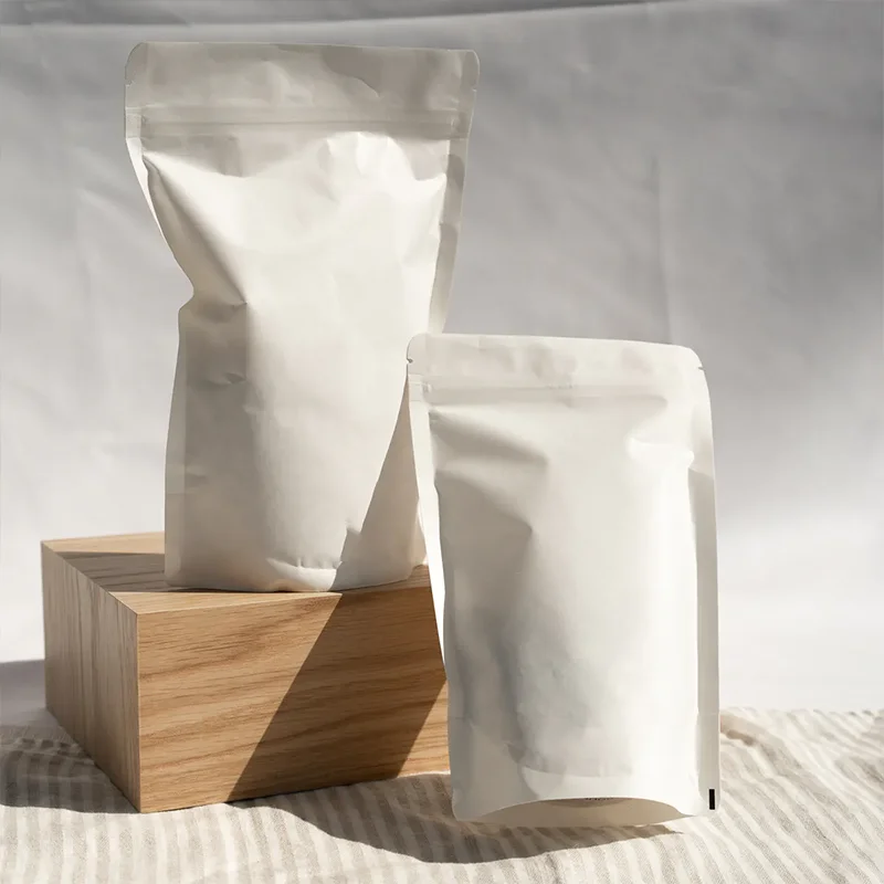 Fully Biodegradable Recyclable Reusable Zipper White Brown Clear Pla Compostable Stand Up Pouches