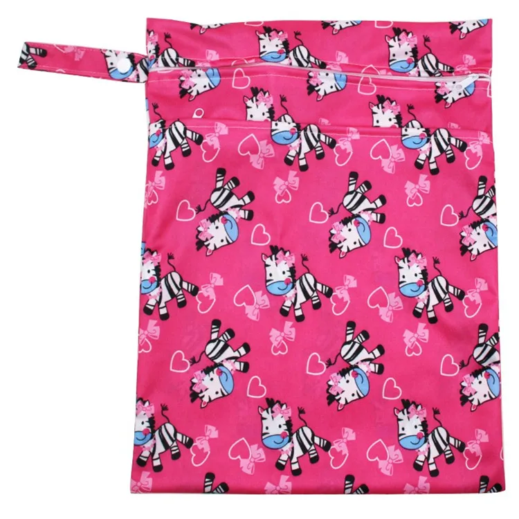 double pocket waterproof PUL multi purpose bag with PUL handle washable diaper bag for baby cloth nappy diaper cover wet bag