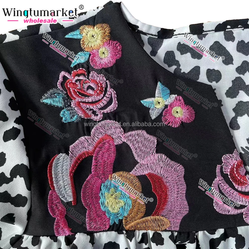 Vintage boho shift tops loose fit cowgirl floral custom prints leopard embroidered shirts blouses for women