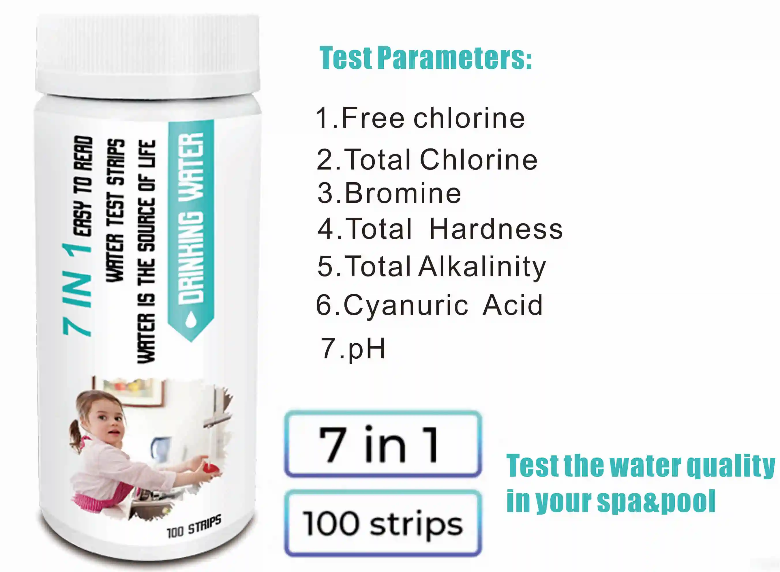 Pool  Drinking Water PhTest Kit Chlorine Bromine Test   Water Hardness Test Strips
