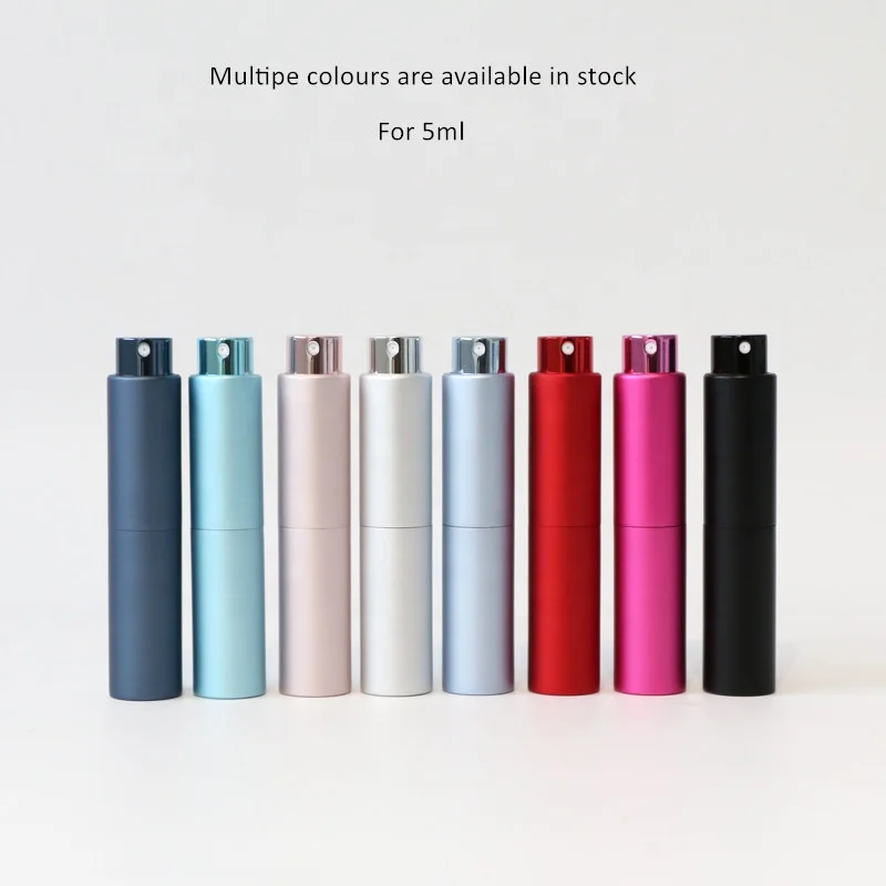 RTS Round colorful 5ml Twist Up Metal Cologne Spray Bottle Aluminum Portable Refillable Perfume Atomizer