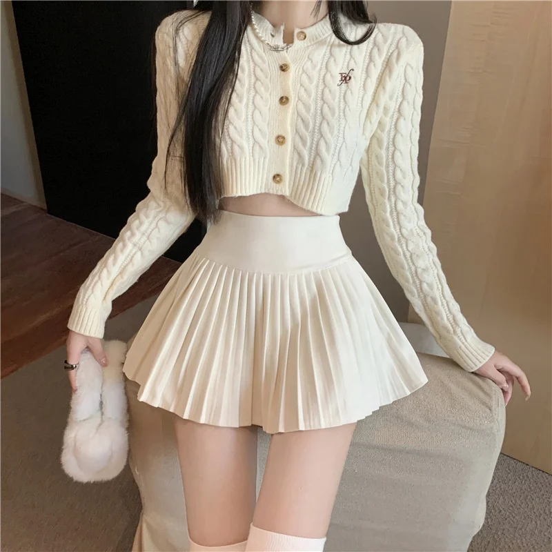 Latest Women Skirts Spring Summer winter thick Printed Pleated Skirt sexy Mini Pleated Skirts