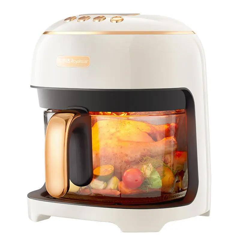 Wholesale 3.7L Viewable Window Mechanical Model Plastic 220V PTFE Round Digital Control Air Fryer Friteuse Electric En Inox AMOS