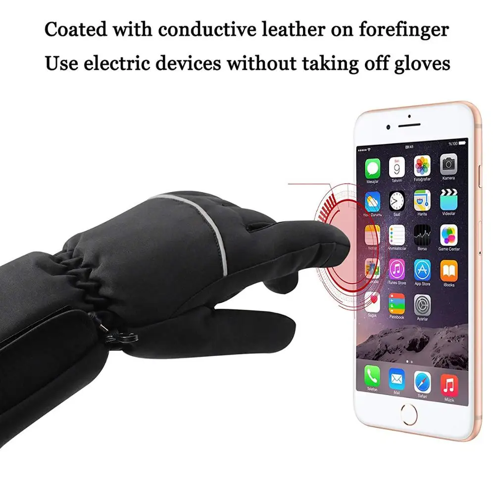 Зимние мягкие водонепроницаемые теплые перчатки с подогревом мужские лыжные перчатки с сенсорным экраном на батарейках АА теплые перчатки с батарейным блоком