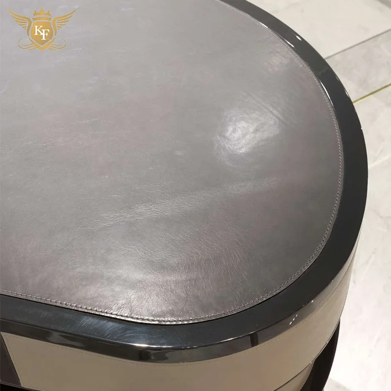 KF Casa High end Italian design home office desk luxury office furniture set wooden top boss office table with storage cabinet