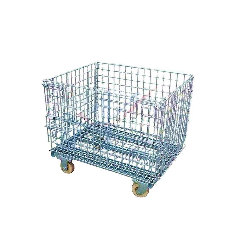 Складская Штабелируемая проволочная сетка с колесиками для хранения 500 кг